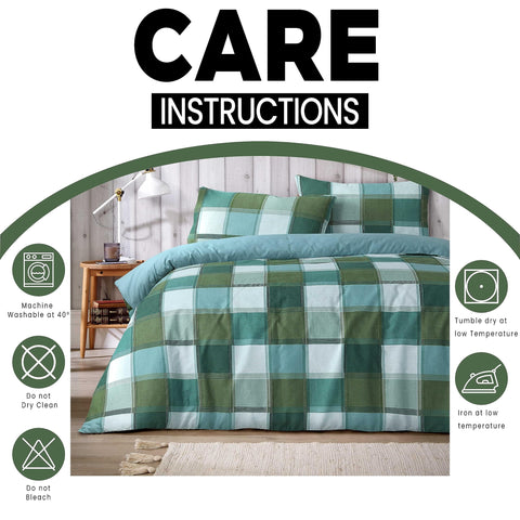OLIVIA ROCCO Glencoe Check Duvet Cover Set Reversible Polycotton With Pillowcases Available in Single Double King Sizes In Stock