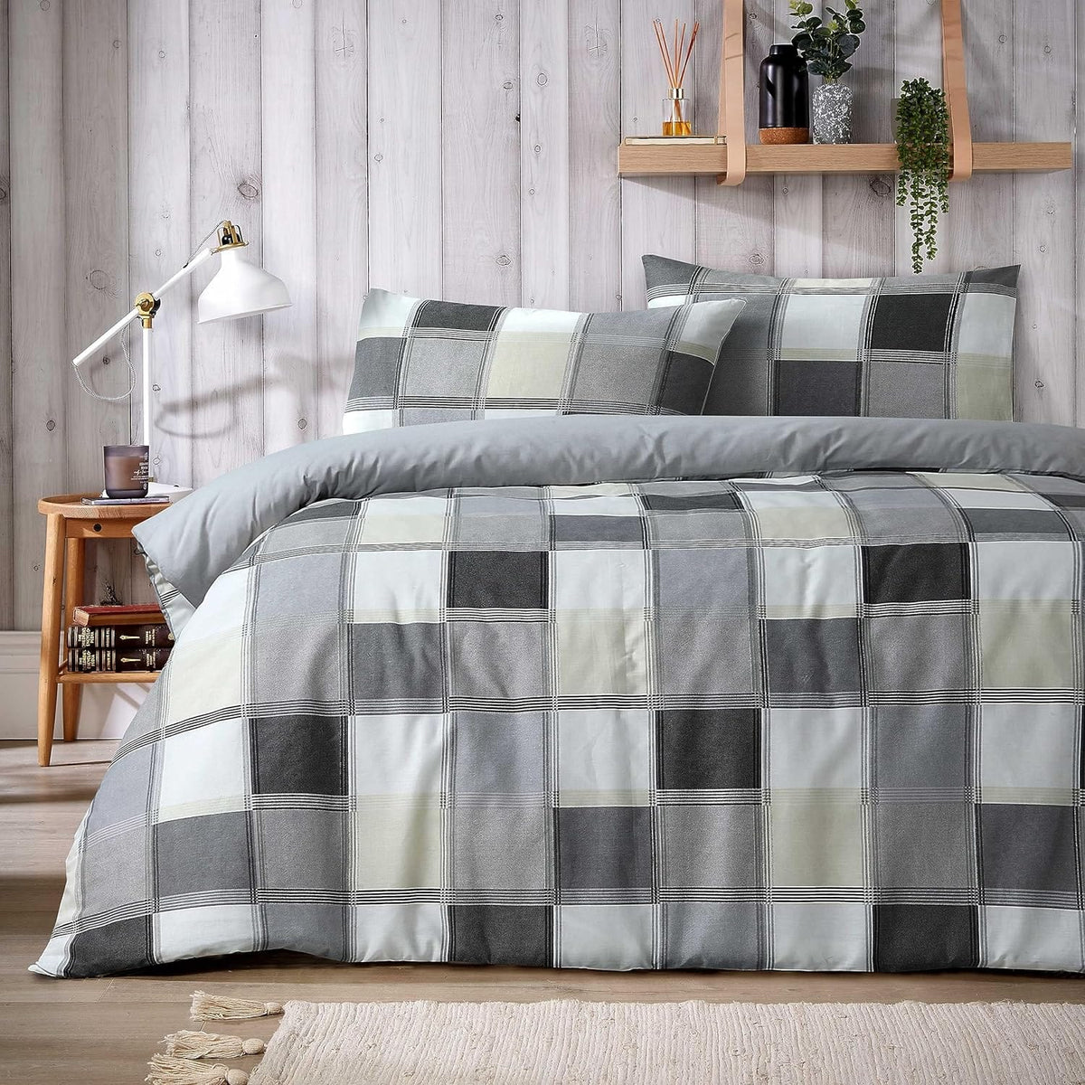 OLIVIA ROCCO Glencoe Check Duvet Cover Set Reversible Polycotton With Pillowcases Available in Single Double King Sizes In Stock