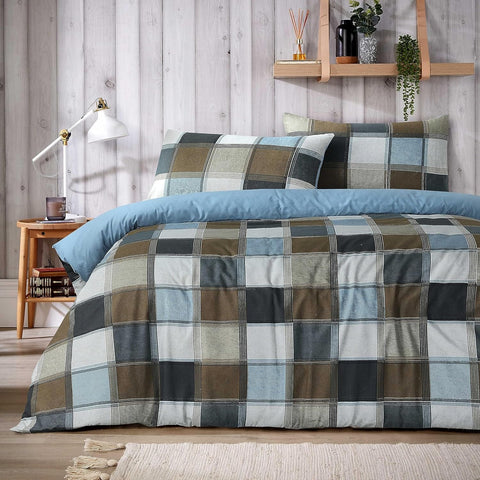 OLIVIA ROCCO Glencoe Check Duvet Cover Set Reversible Polycotton With Pillowcases Available in Single Double King Sizes In Stock