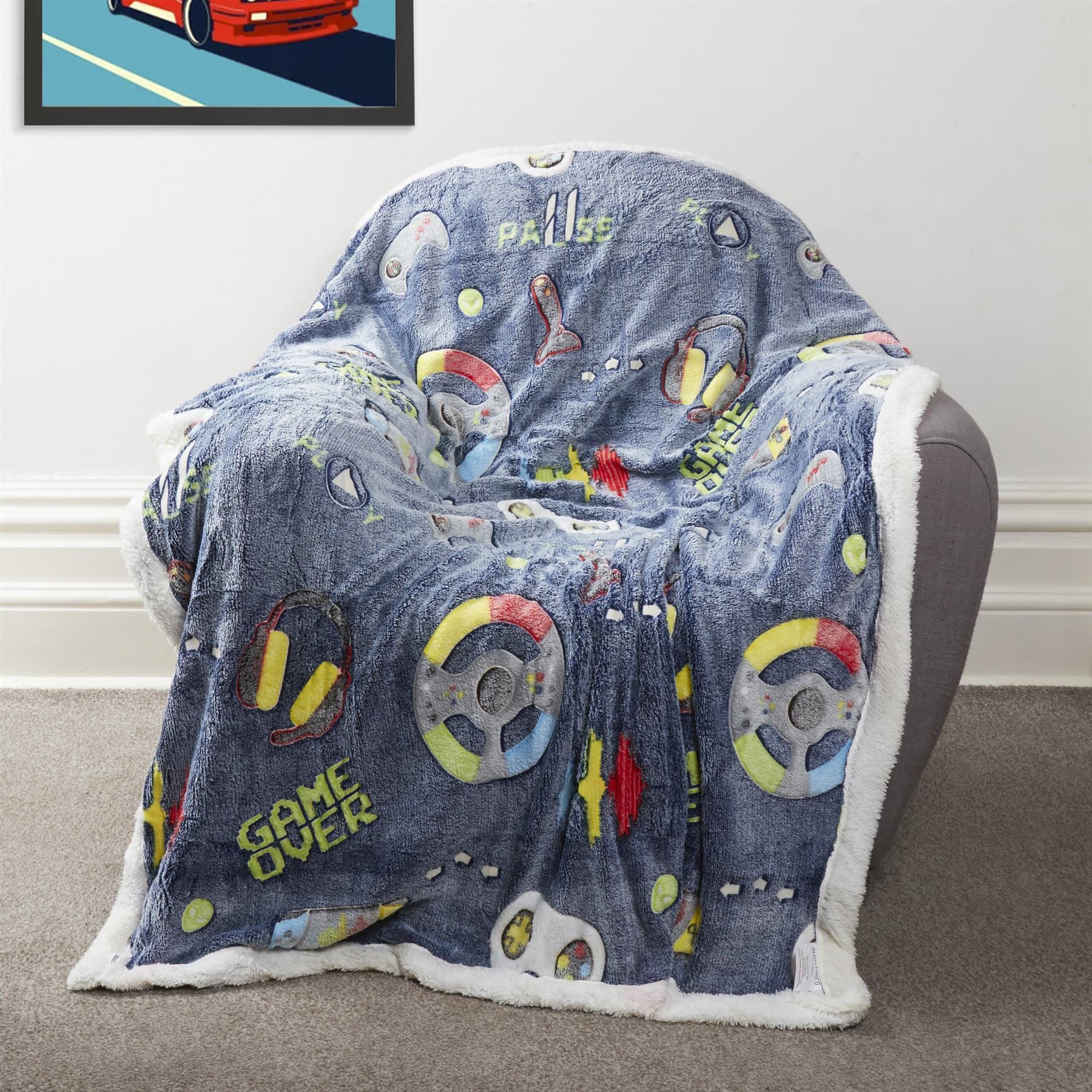 OLIVIA ROCCO Glow In The Dark Teddy Fleece Duvet Set For Kids Winter Warm Cosy Bedding With Soft Plush Texture Machine Washable Easy Care Durable