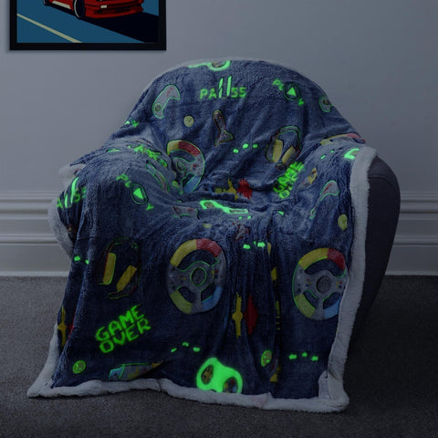 OLIVIA ROCCO Glow In The Dark Teddy Fleece Duvet Set For Kids Winter Warm Cosy Bedding With Soft Plush Texture Machine Washable Easy Care Durable
