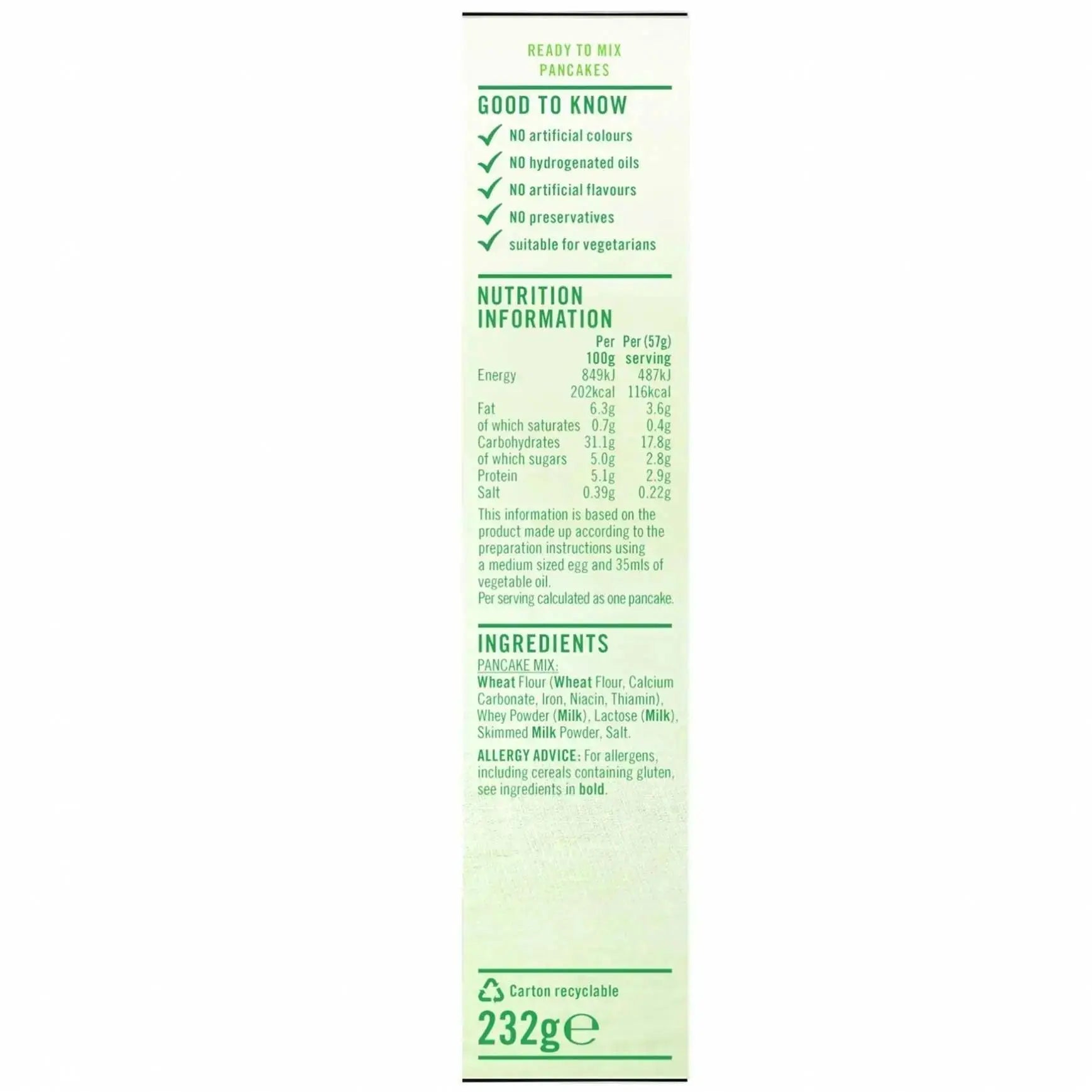 Greens Pancake Mix Achieve pancake ( Case of 6)