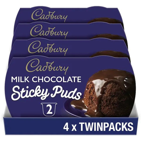 Cadbury Milk Chocolate Sponge Pudding Desserts 2x95g (Case of 4)