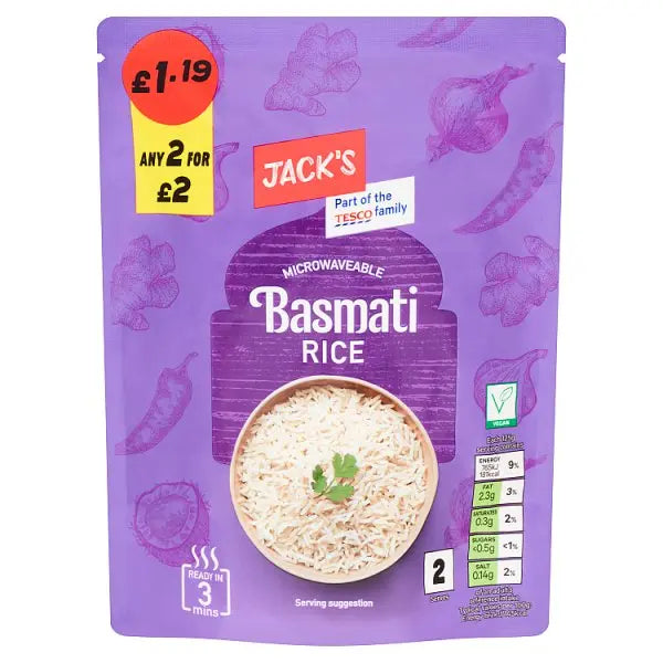 Jack's Microwaveable Basmati Rice 250g (Case of 6)