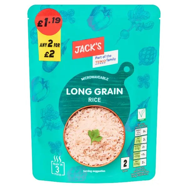 Jack's Microwaveable Long Grain Rice 250g (Case of 6)