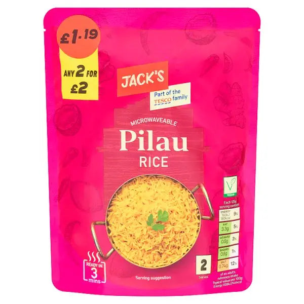 Jack's Microwaveable Pilau Rice 250g (Case of 6)