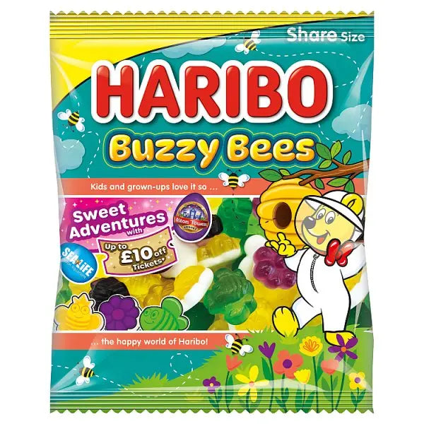 HARIBO Buzzy Bees Fruit Flavour Jelly & Foam Sweets Sharing Bag 140g (Case of 12)
