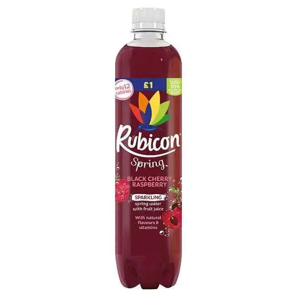 Rubicon Spring Black Cherry Raspberry Sparkling Spring Water with Fruit Juice 500ml (Case of 12)