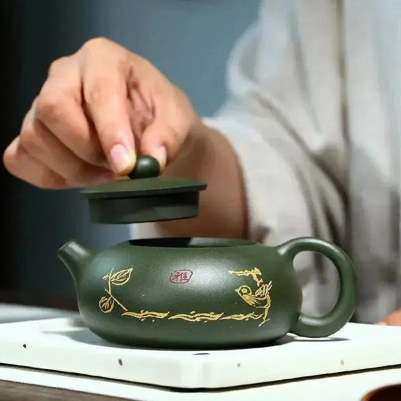Handmade Chinese Yixing Teapot - Green Clay Beauty Kettle - 170ml