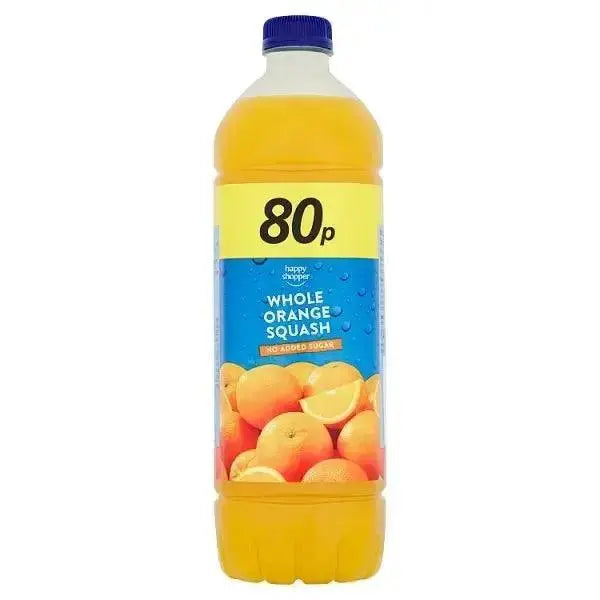 Happy Shopper No Added Sugar Whole Orange Squash 1 Litre (Case of 12)