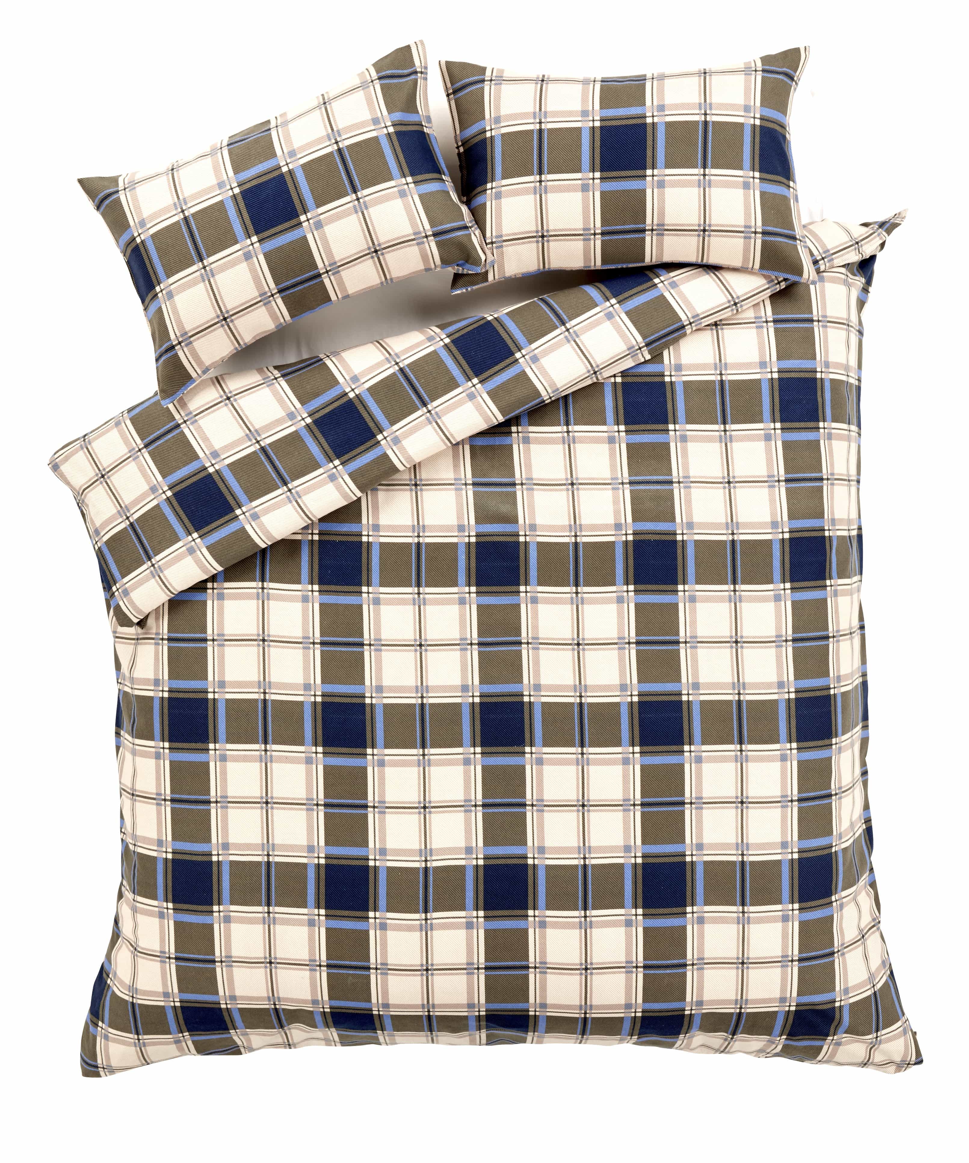 OLIVIA ROCCO Duvet Set Highland Tartan Brushed Cotton Flannel Super Soft OEKO-TEX Certified Quilt Cover For Master Suite Or Guest Room