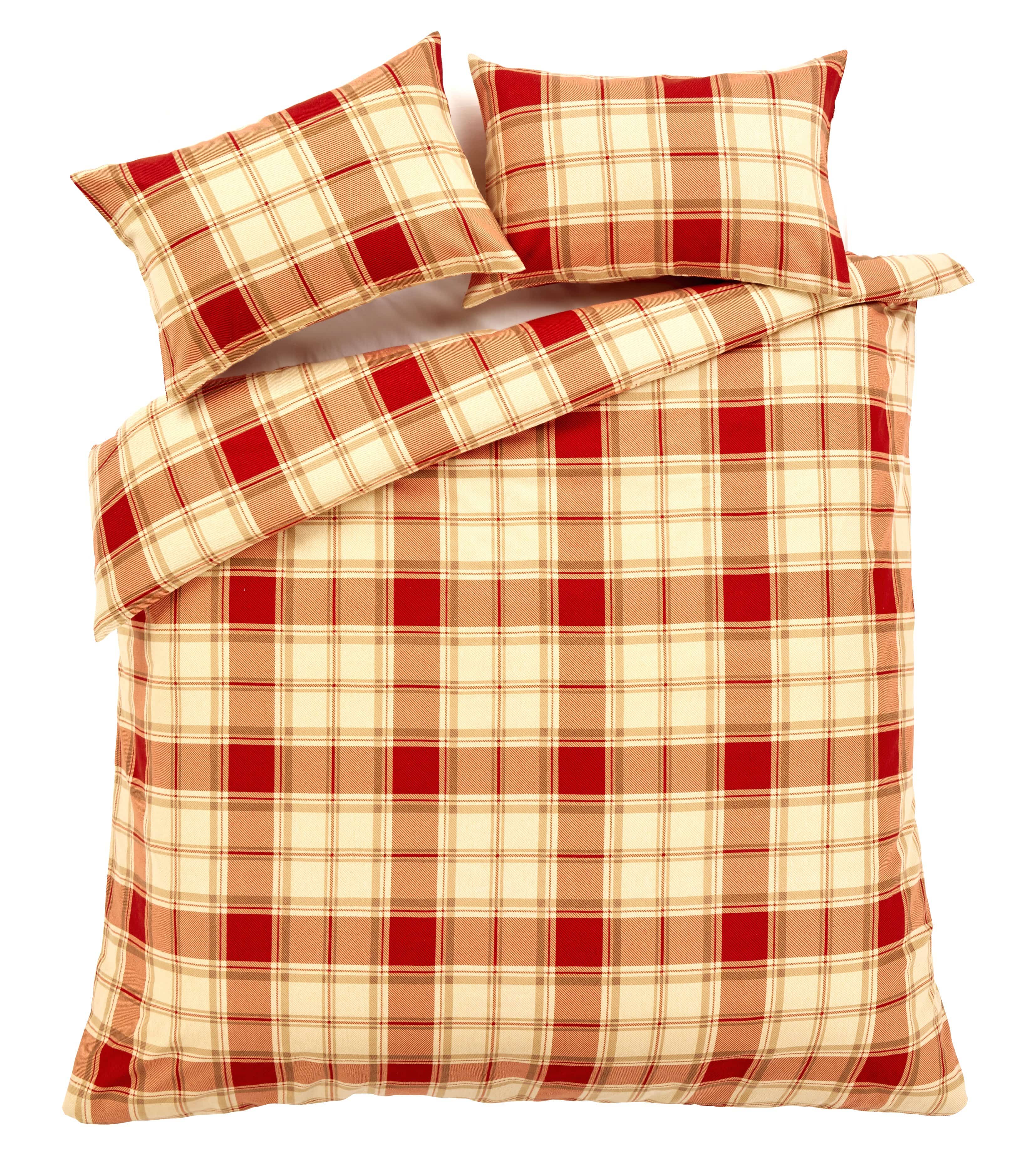 OLIVIA ROCCO Duvet Set Highland Tartan Brushed Cotton Flannel Super Soft OEKO-TEX Certified Quilt Cover For Master Suite Or Guest Room