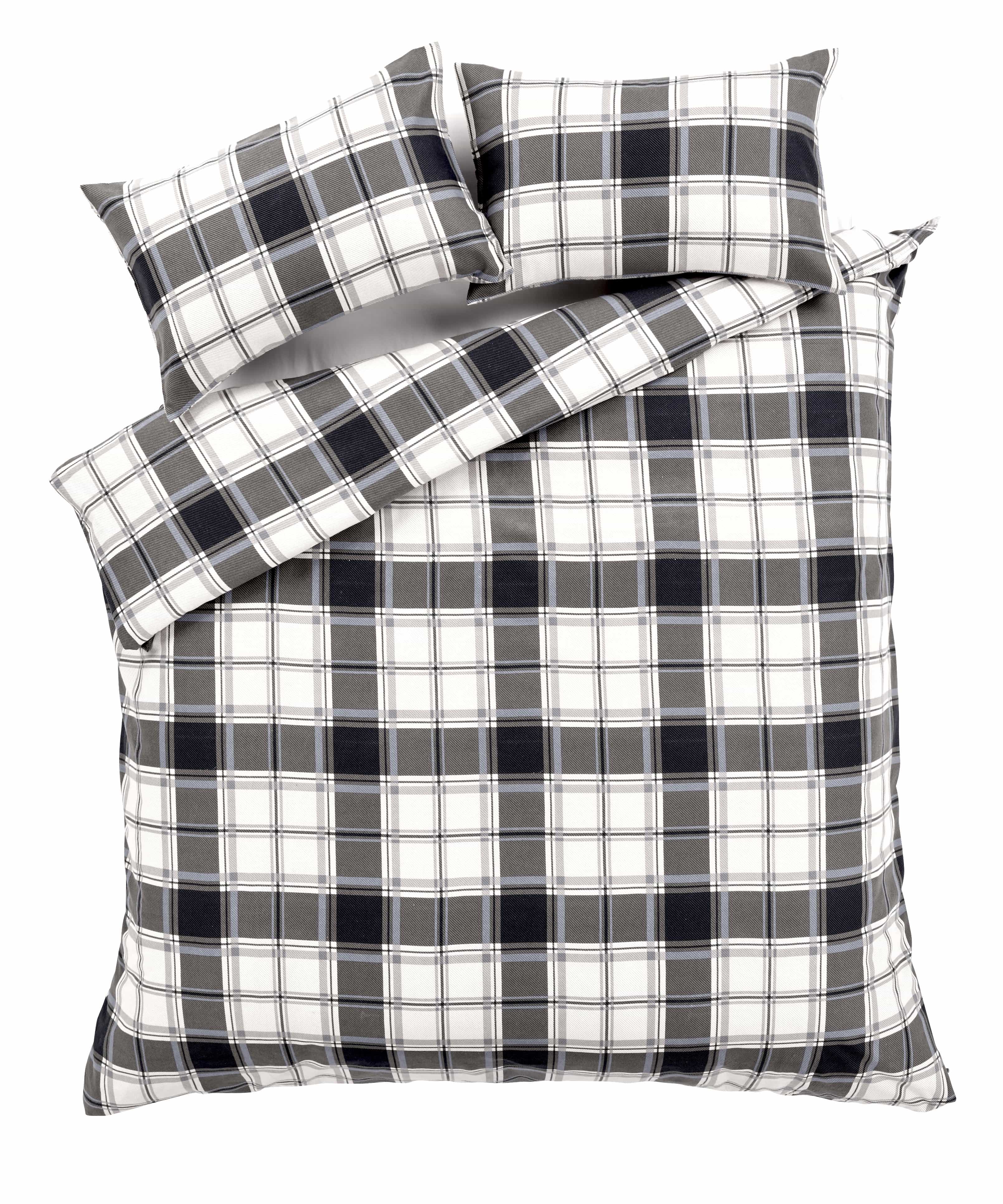 OLIVIA ROCCO Duvet Set Highland Tartan Brushed Cotton Flannel Super Soft OEKO-TEX Certified Quilt Cover For Master Suite Or Guest Room