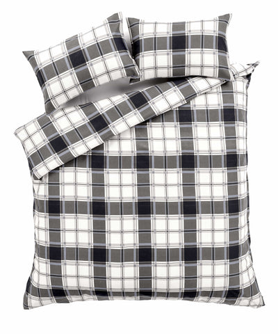 OLIVIA ROCCO Duvet Set Highland Tartan Brushed Cotton Flannel Super Soft OEKO-TEX Certified Quilt Cover For Master Suite Or Guest Room