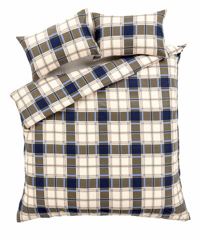 OLIVIA ROCCO Duvet Set Highland Tartan Brushed Cotton Flannel Super Soft OEKO-TEX Certified Quilt Cover For Master Suite Or Guest Room