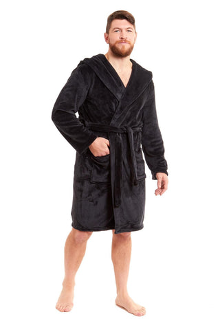 OLIVIA ROCCO Hooded Plush Flannel Bathrobe for Men, Ultra-Absorbing Soft Fleece Dressing Gown, Home Spa Lounge by Daisy Dreamer