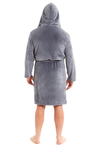 OLIVIA ROCCO Hooded Plush Flannel Bathrobe for Men, Ultra-Absorbing Soft Fleece Dressing Gown, Home Spa Lounge by Daisy Dreamer