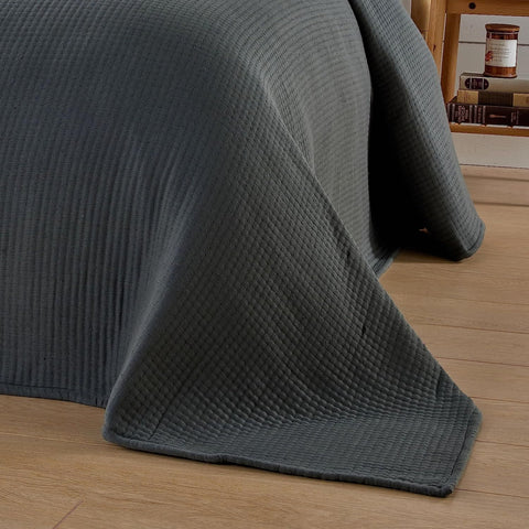 OLIVIA ROCCO Hotel Collection Quilted Bedspread 240x260 cm White and Grey 100% Sustainable Cotton Soft and Durable Bedding