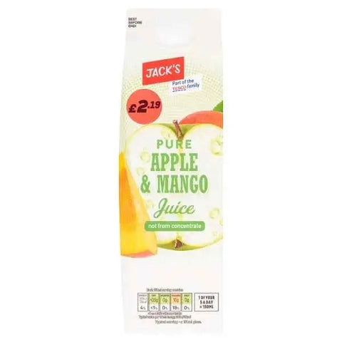 Jack's Pure Apple & Mango Juice not from Concentrate 1 Litre (Case of 6)