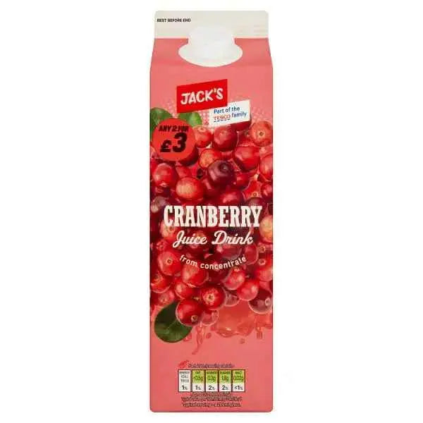 Jack's Cranberry Juice Drink from Concentrate 1 Litre (Case of 6)