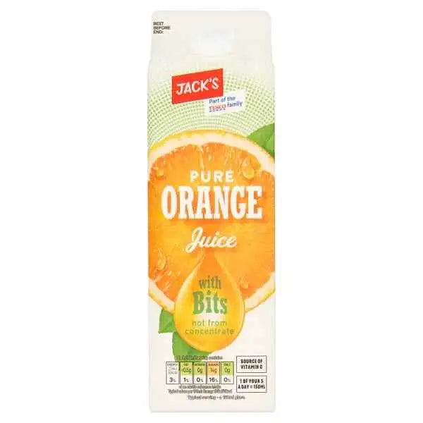 Jack's Pure Orange Juice with Bits not from Concentrate 1 Litre (Case of 6)