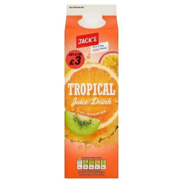 Jack's Tropical Juice Drink from Concentrate 1 Litre (Case of 6)