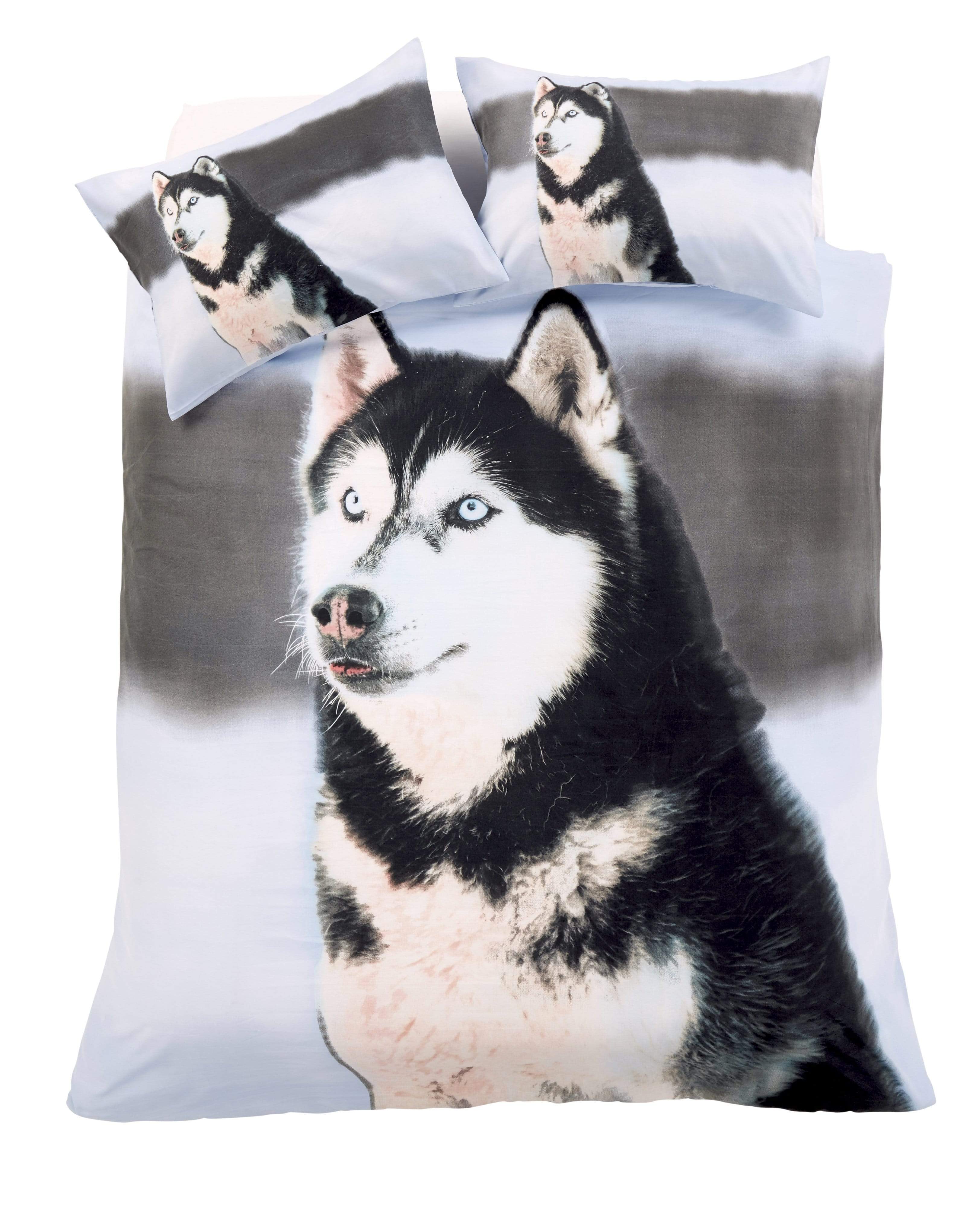 OLIVIA ROCCO Huskey 3D Photo Panel Duvet Set Cotton-Rich Bedding OEKO-TEX Quilt Cover With Pillowcases Various Colours And Sizes
