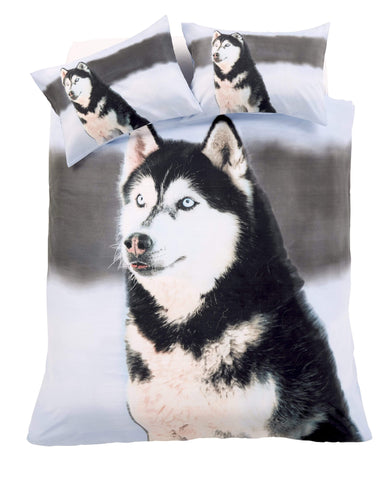 OLIVIA ROCCO Huskey 3D Photo Panel Duvet Set Cotton-Rich Bedding OEKO-TEX Quilt Cover With Pillowcases Various Colours And Sizes