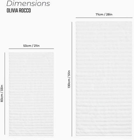 OLIVIA ROCCO Hydro Cotton Ribbed Towels Jumbo Bath Sheets 2 Pack Charcoal Highly Absorbent Quick Dry Soft Lightweight Set