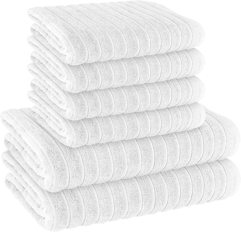 OLIVIA ROCCO Hydro Cotton Ribbed Towels Jumbo Bath Sheets 2 Pack Charcoal Highly Absorbent Quick Dry Soft Lightweight Set