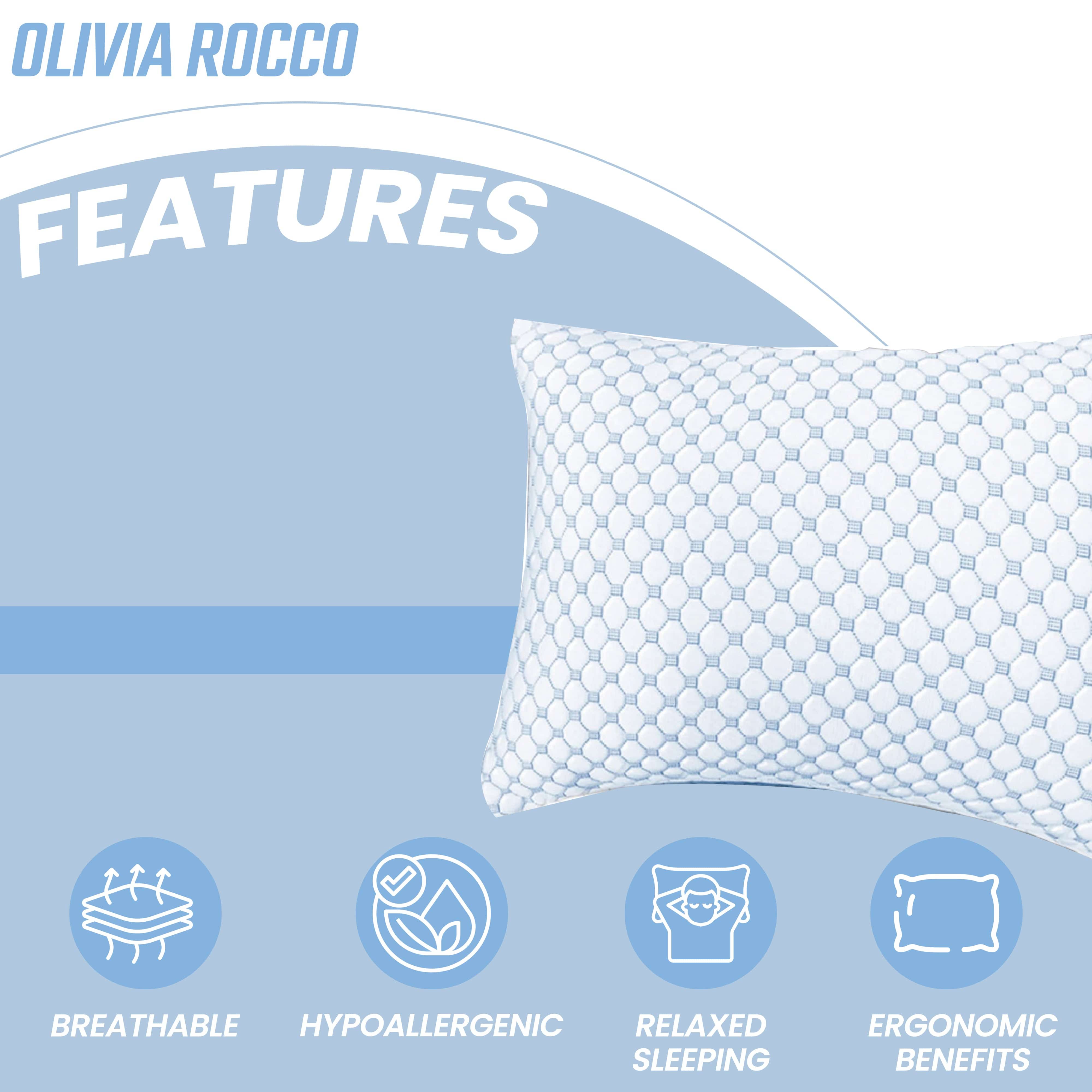OLIVIA ROCCO Ice Cool Hypoallergenic Cooling Memory Foam Pillow for Cold Night Comfort and Breathable All Night Support Daily