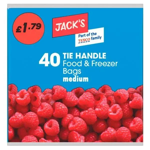 Jacks 40 Tie Handle Food & Freezer Bags Medium - 40pk