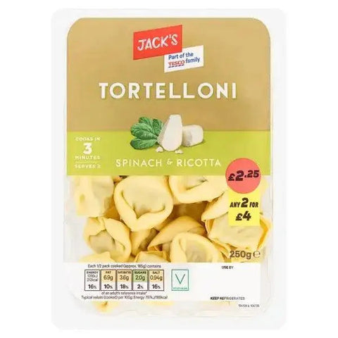 Jack's Tortelloni Spinach & Ricotta 250g