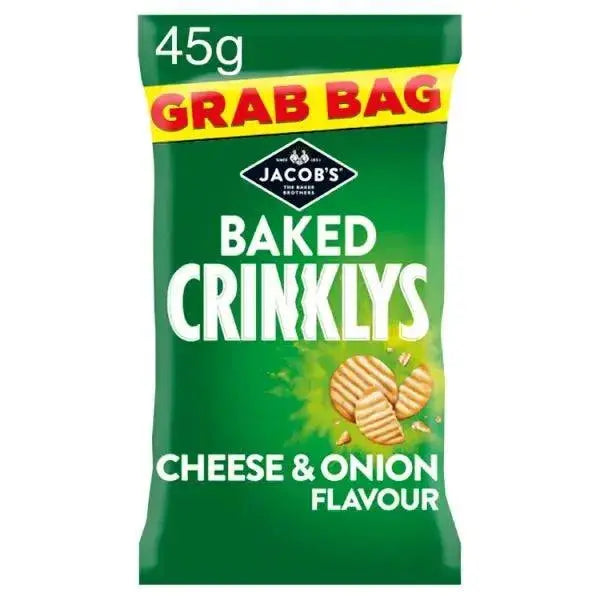 Jacob's Baked Crinklys Cheese & Onion Grab Bag 45g (Case of 30)