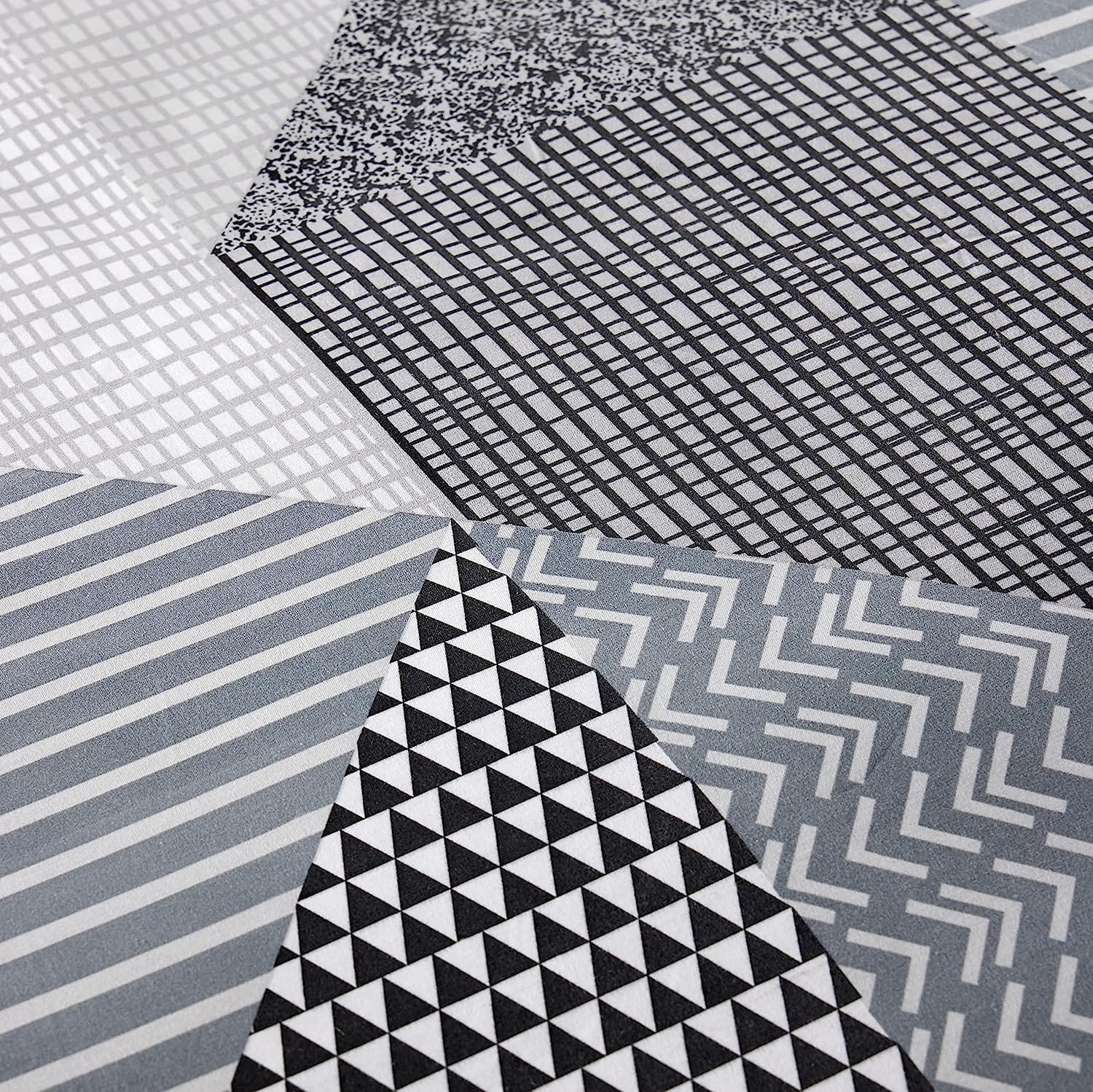 OLIVIA ROCCO Jasper Grey Printed Reversible Quilted Duvet Cover Set With Button Closure Single, Double, King, High Quality Polyester