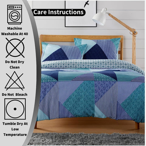 OLIVIA ROCCO Jasper Teal Printed Duvet Cover Set Durable Polyester With Button Closure For Single Double King Sizes Easy Care Machine Washable