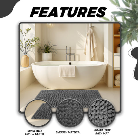 OLIVIA ROCCO Jumbo Loop Bath Mat Non Slip Water Absorbent Rug For Shower And Toilet Large Size Floor Mat Plush Loop Design