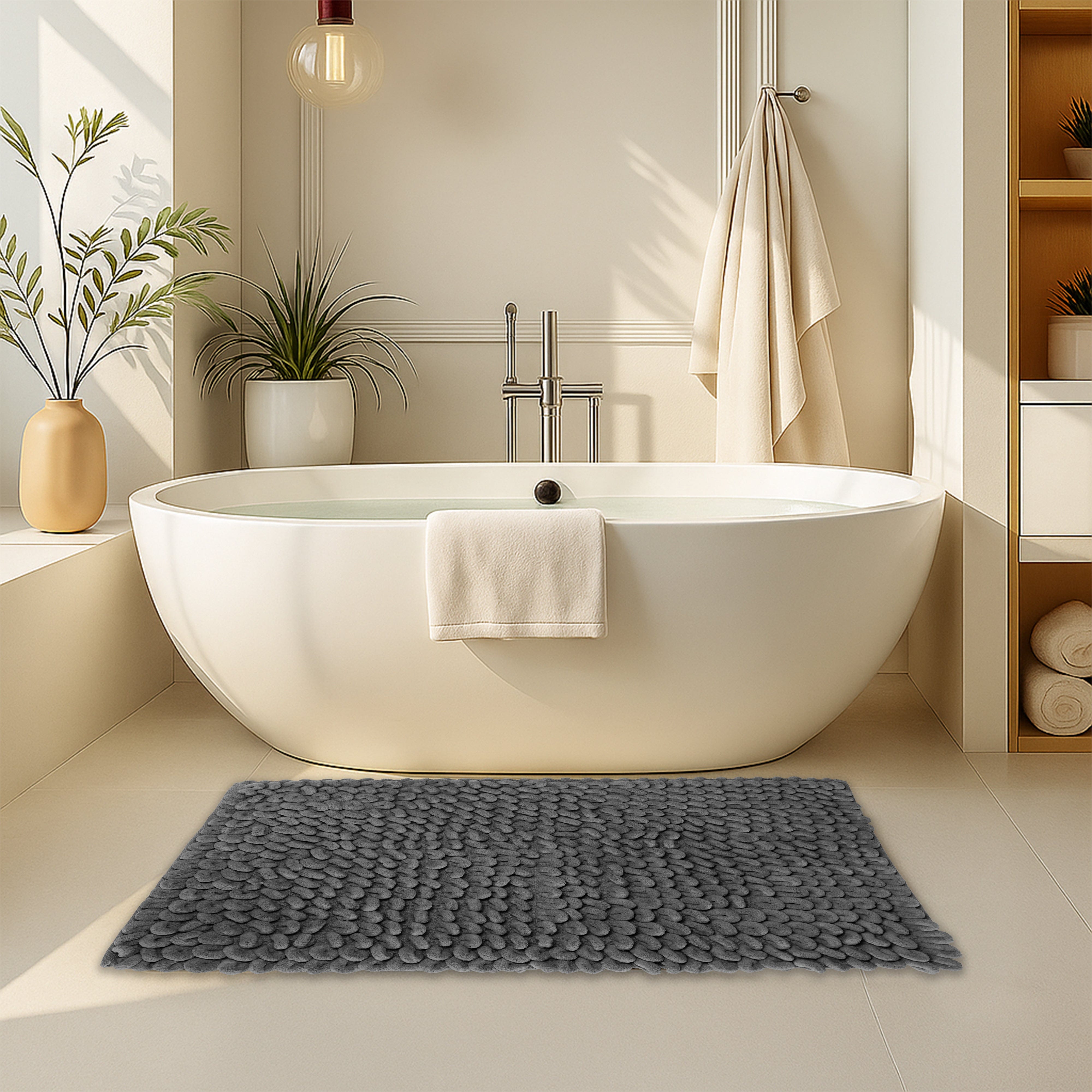 OLIVIA ROCCO Jumbo Loop Bath Mat Non Slip Water Absorbent Rug For Shower And Toilet Large Size Floor Mat Plush Loop Design