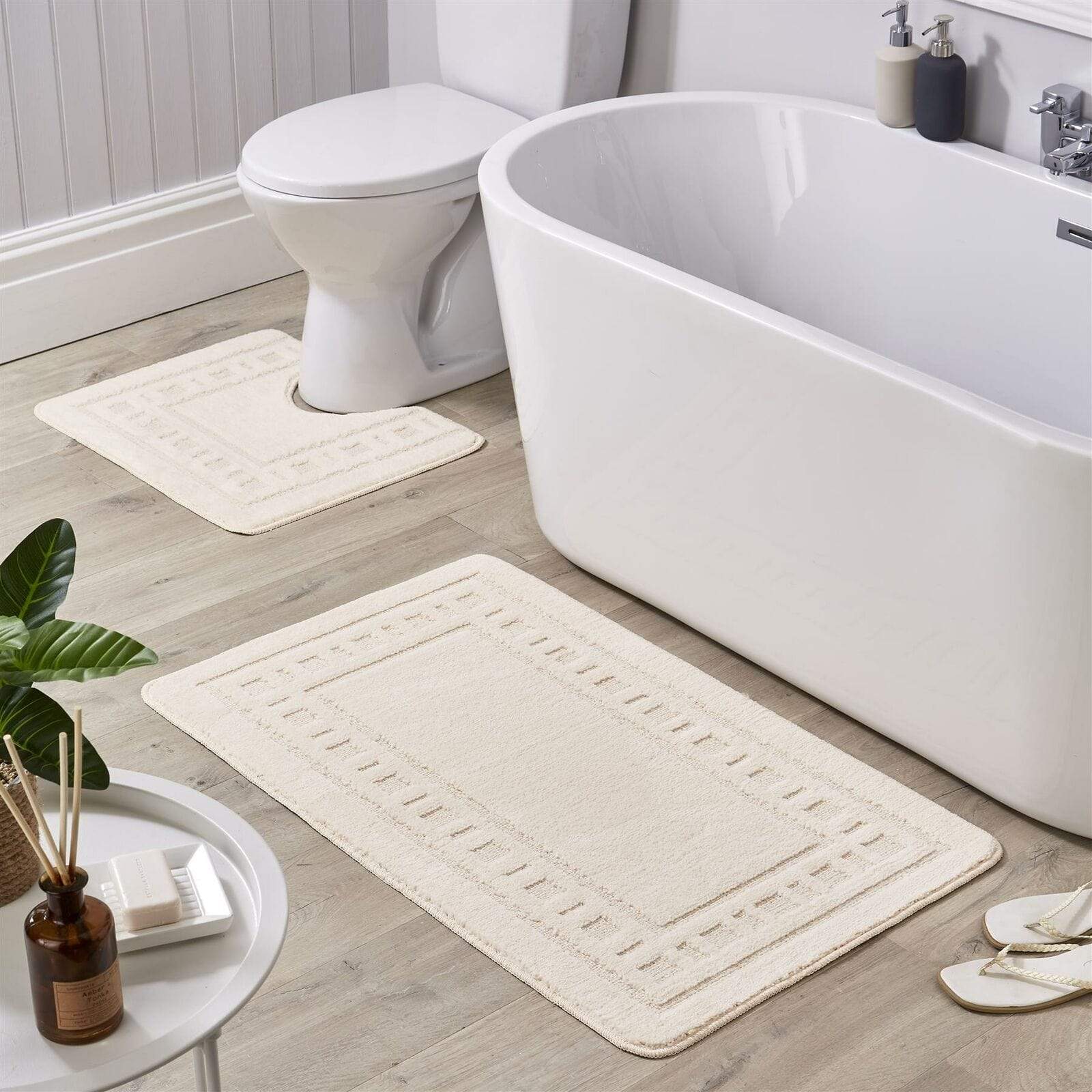 OLIVIA ROCCO Jumbo Miami Bath Mat Set Ultra Soft Non-Slip Ultra-Absorbent For Stylish Bathrooms In Multiple Colours Pedestal Included