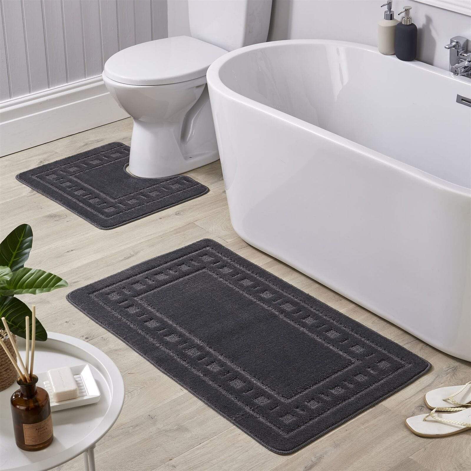 OLIVIA ROCCO Jumbo Miami Bath Mat Set Ultra Soft Non-Slip Ultra-Absorbent For Stylish Bathrooms In Multiple Colours Pedestal Included