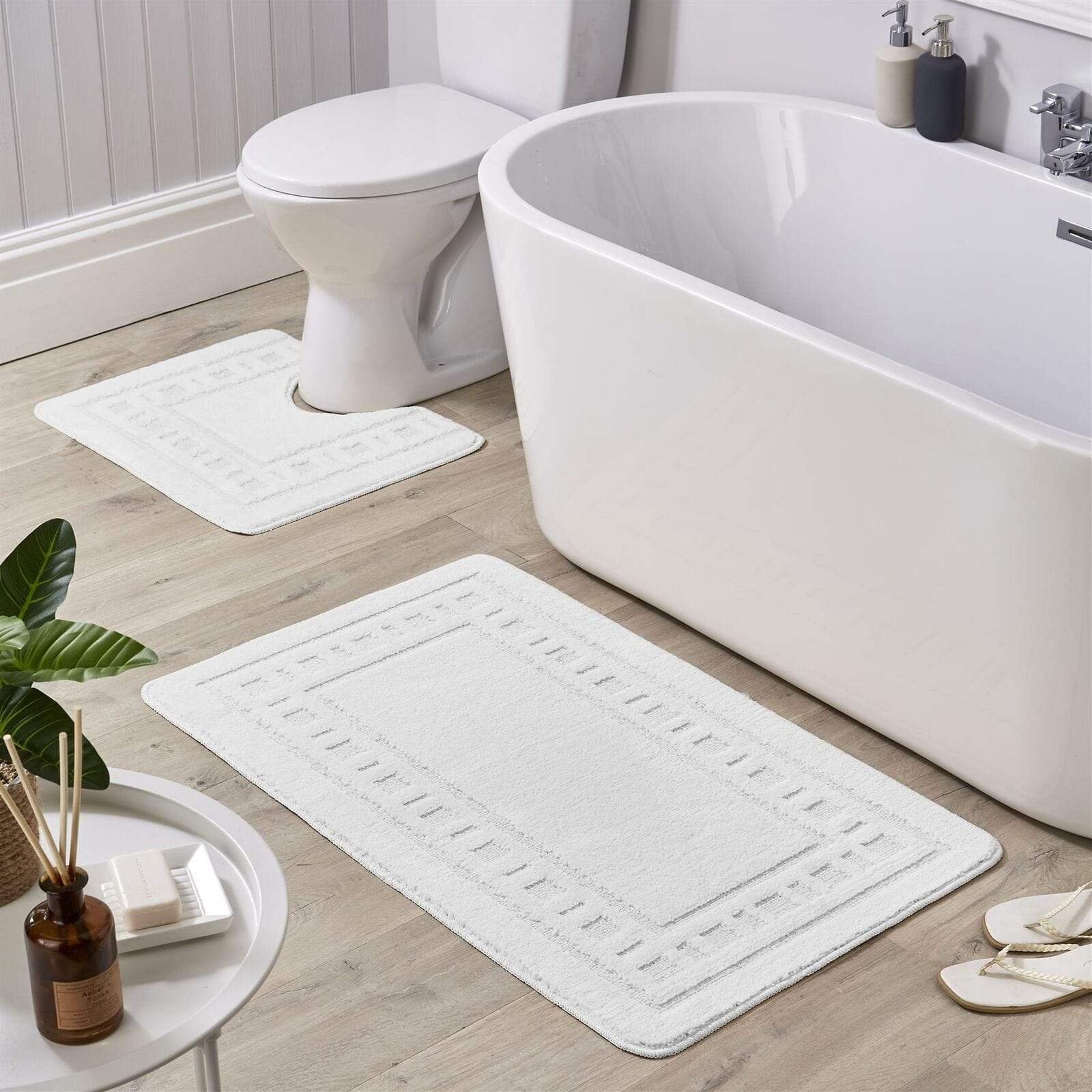 OLIVIA ROCCO Jumbo Miami Bath Mat Set Ultra Soft Non-Slip Ultra-Absorbent For Stylish Bathrooms In Multiple Colours Pedestal Included