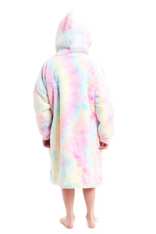 OLIVIA ROCCO Kids Oversized Hooded Fleece Blanket With Sherpa Fur, Elastic Cuffs, Double Pocket, Ages 8-15, Ultra Soft Lining For Cozy Comfort