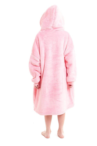 OLIVIA ROCCO Kids Oversized Hooded Fleece Blanket With Sherpa Fur, Elastic Cuffs, Double Pocket, Ages 8-15, Ultra Soft Lining For Cozy Comfort