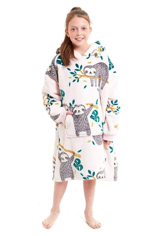OLIVIA ROCCO Kids Oversized Hooded Fleece Blanket With Sherpa Fur, Elastic Cuffs, Double Pocket, Ages 8-15, Ultra Soft Lining For Cozy Comfort