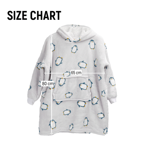 OLIVIA ROCCO Kids Oversized Hooded Penguin Blanket Hoodie Ultra Soft Sherpa Flannel For Ages 8 To 15 Cozy Warm Lounge Wear