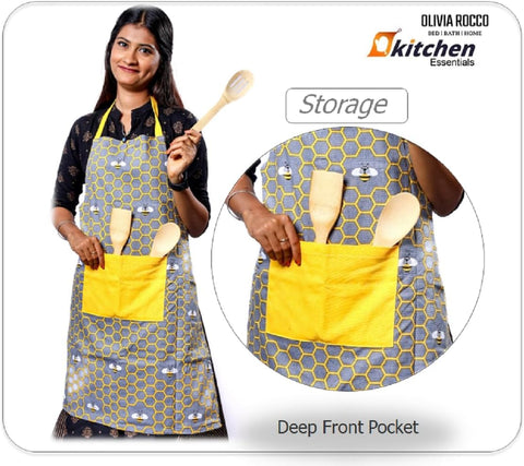 OLIVIA ROCCO Kitchen Sets With Apron Double Oven Gloves Towel Set Oven Mitts Pot Holder Five Piece Heat Resistant For Home Baking