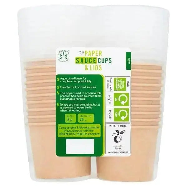 Kraft 2oz Paper Sauce Cups & Lids 20 Pieces