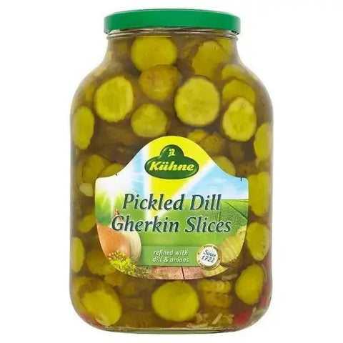 Kuhne Pickled Dill Gherkin Slices 2450g (Drained Weight 1320g)