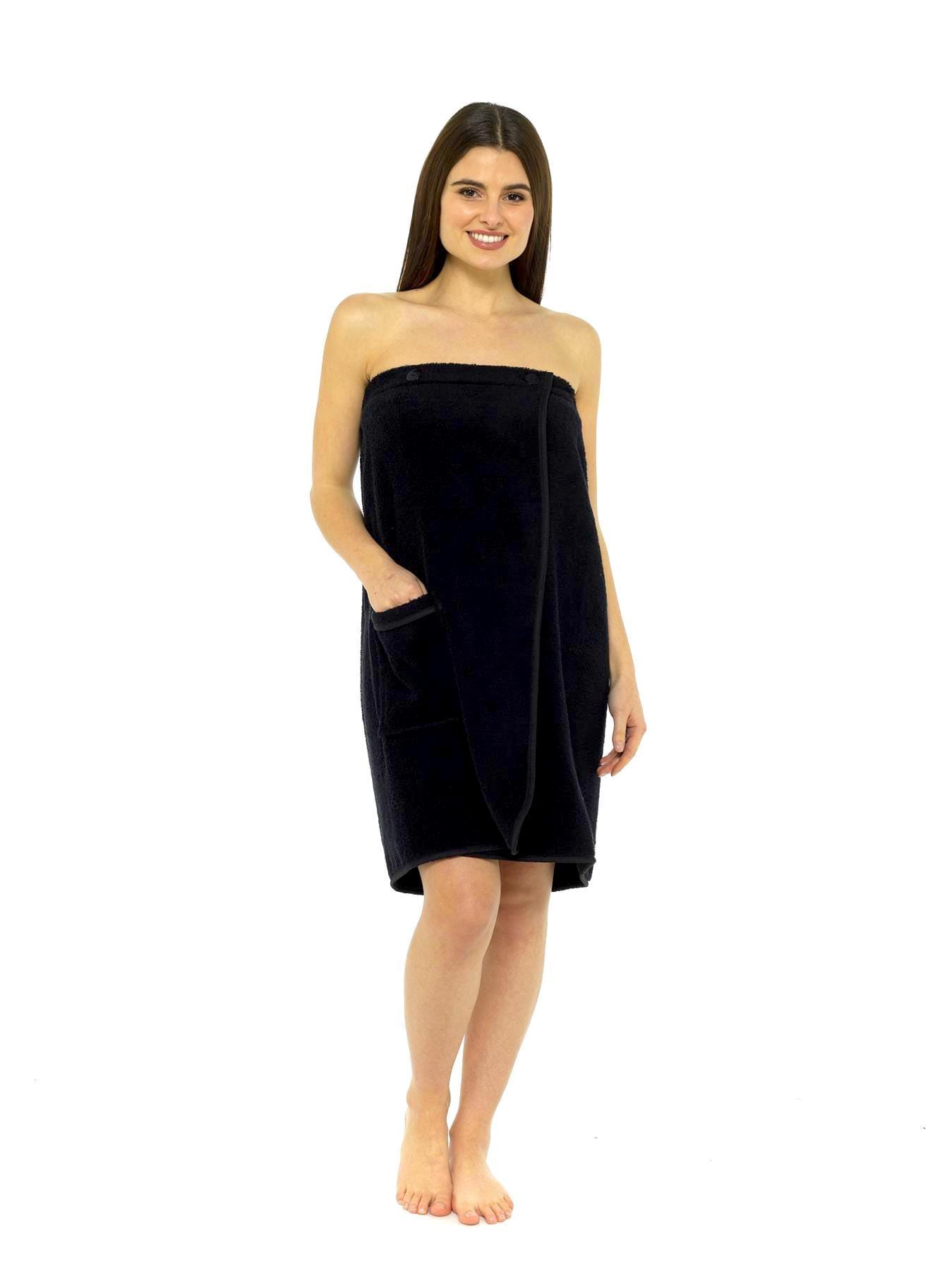 OLIVIA ROCCO Ladies Terry Towelling Cotton Sarong Towel Wrap With Adjustable Fit And Pocket For Shower Spa Gym Beach Travel Companion