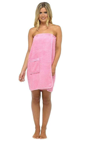 OLIVIA ROCCO Ladies Terry Towelling Cotton Sarong Towel Wrap With Adjustable Fit And Pocket For Shower Spa Gym Beach Travel Companion